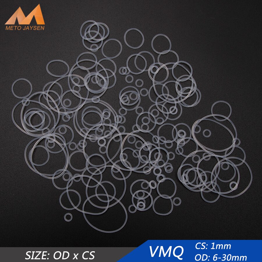100 stück vmq silikon-dichtungsringe, weiße dichtungsringe, unterlegscheiben  s97  od 6mm-30mm cs 1mm diy-zubehörteile