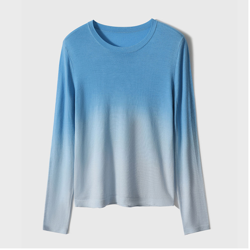 Spring Autumn Gradient Color Long Sleeve Sweater Women High Street Casual Slim Y2K All-match Knitting Pullovers