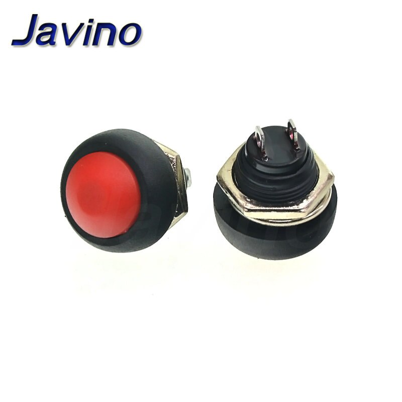 Mini interruptor de 2 pines 12mm 1A interruptor impermeable pbs33b 12v interruptor de botón momentáneo reinicio pbs-33b sin bloqueo: Rojo