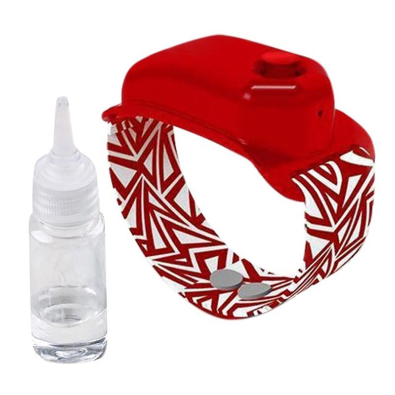 Hand Sanitizer Dispensing Portable Bracelet Wristband Wearable Hand Sanitizer Dispenser Pumps Soap Dispenser 10ML: red with bottle