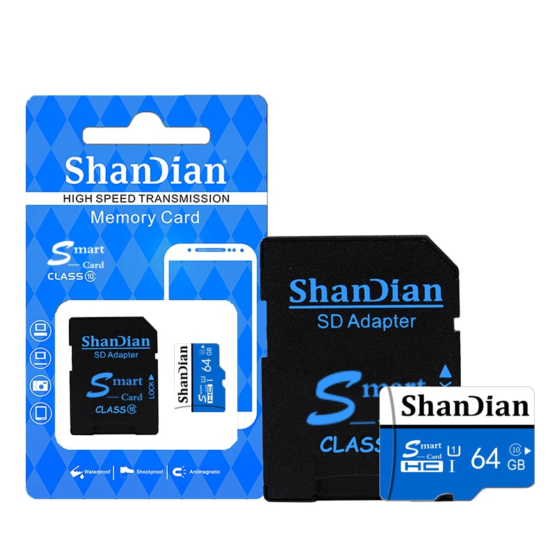 SHANDIAN Micro sd card TF card class10 mini card Micro sd 64GB 32GB 16GB 8GB External Pen drive Flash memory disk for Phone