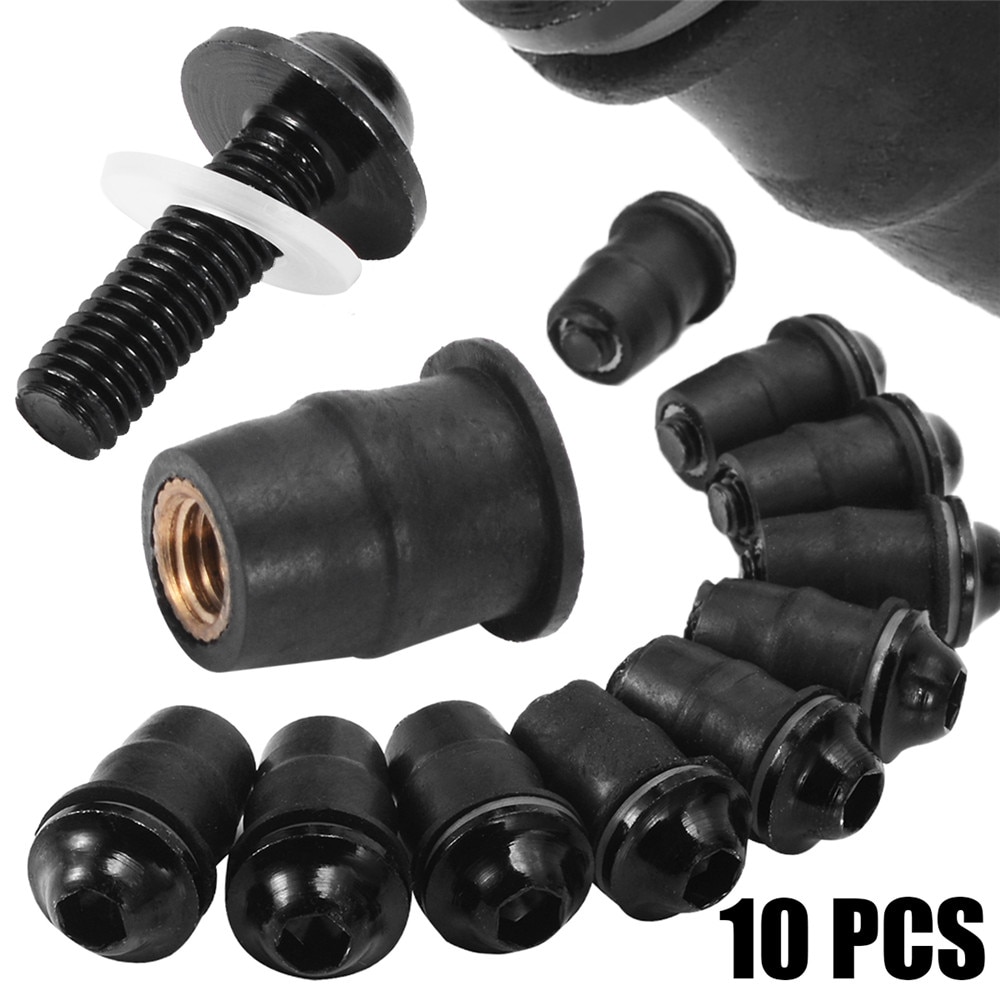 10PCS Motorcycle M5 5mm Metric Rubber Wind Screen Fairing Well Nut Wellnut Windshield Screw For Auto Motorbike Off-road