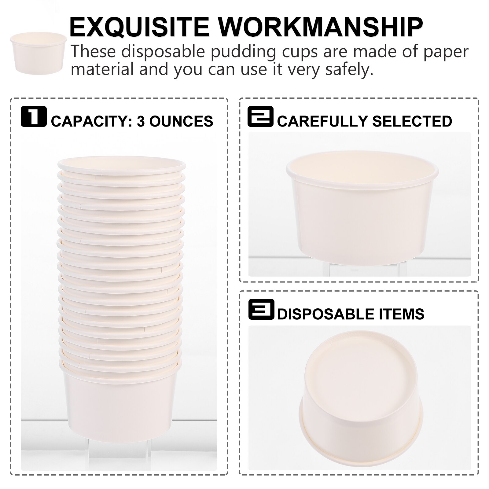 100Pcs 3oz Mousse Cake Ice Cream Cup Disposable Dessert Cups Yogurt Pudding Cups