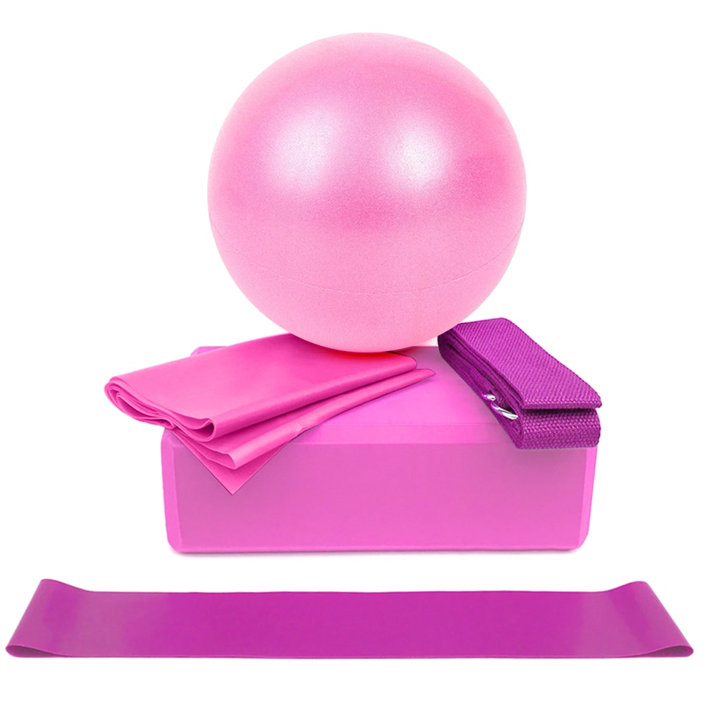 5 -delige yoga-uitrustingsset, ballenblokken, rekriemen, weerstandsbanden, elastische banden, fitnessapparatuur voor thuis.