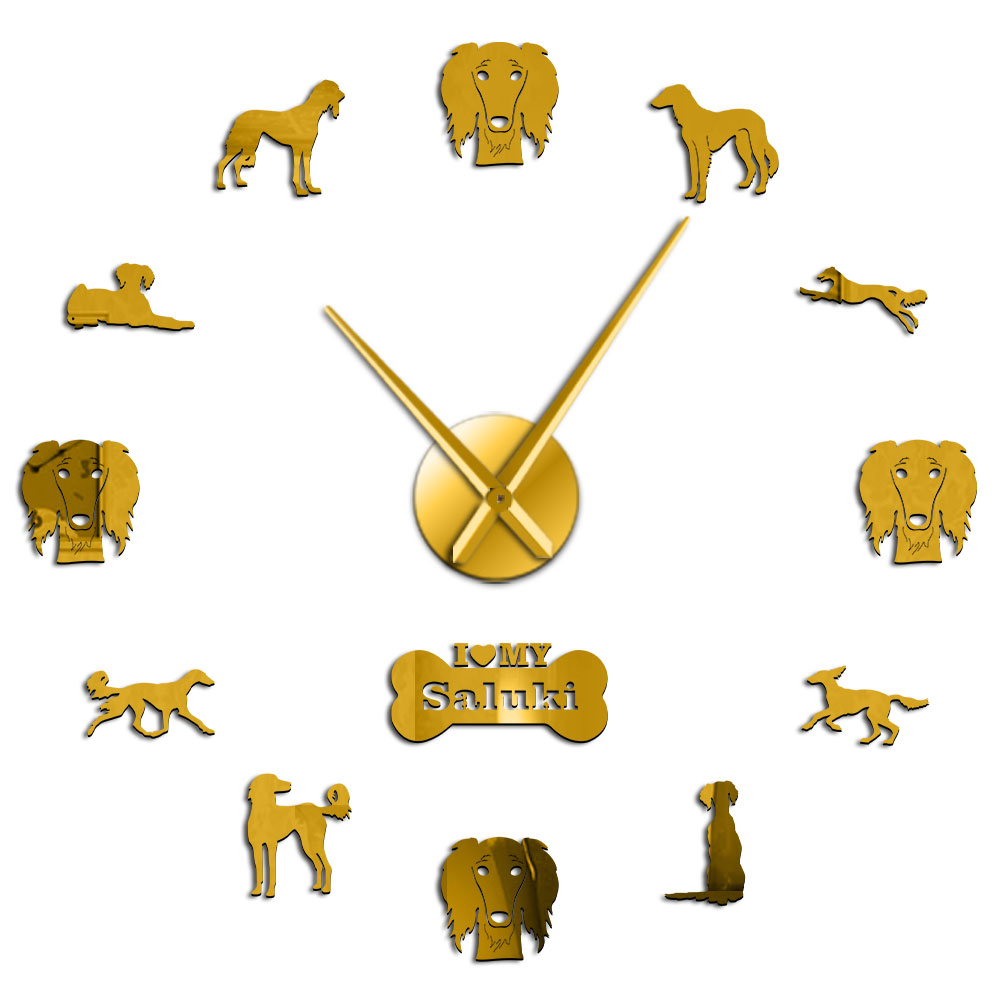 Desperki-Reloj de pared gigante con efecto espejo, pegatinas colgantes, decoración del hogar, para los propietarios de la casa: Gold / 37inch