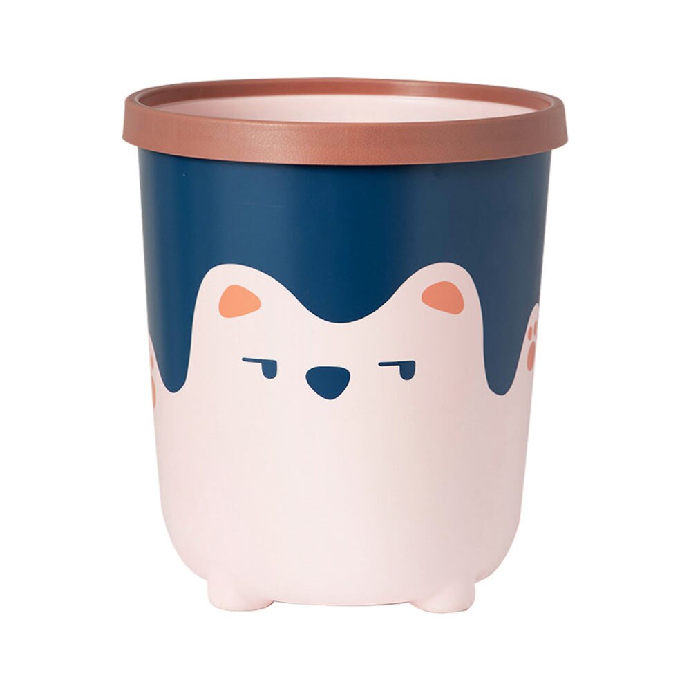 1pc Household Trash Can Simple Uncovered Waste Bin Cartoon Waste Can: Pink Blue