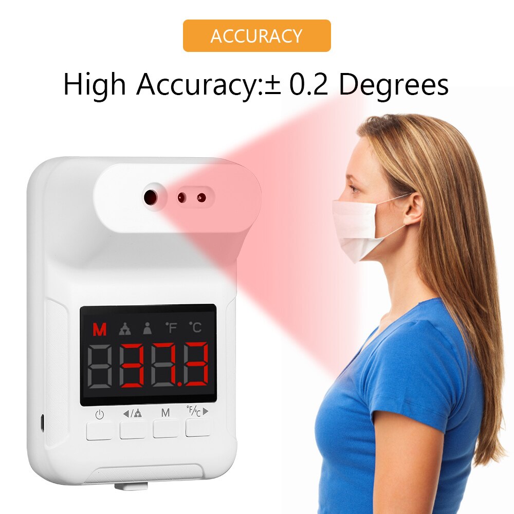 Non-Contact Digital Thermometer Wall-Mounted Infrared Forehead Thermometer Fever Alarm for Factories, Shops School Office