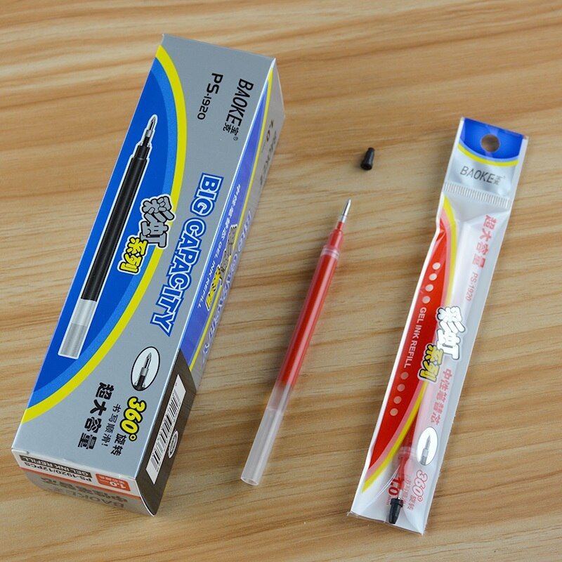 12 pièces BAOKE 0.5mm/0.7mm/1.0mm Gel givré stylo école stylo recharge haute capacité noir Gel encre stylos fournitures scolaires de bureau: 12X1.0mm RedRefill