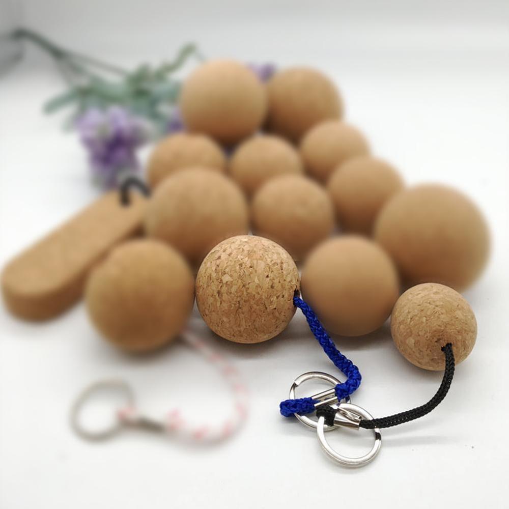 Svømning flydende kork bold rund kork bold nøglering kork bold holder rejse nøglering til vand kork sport strand  q8 g 4