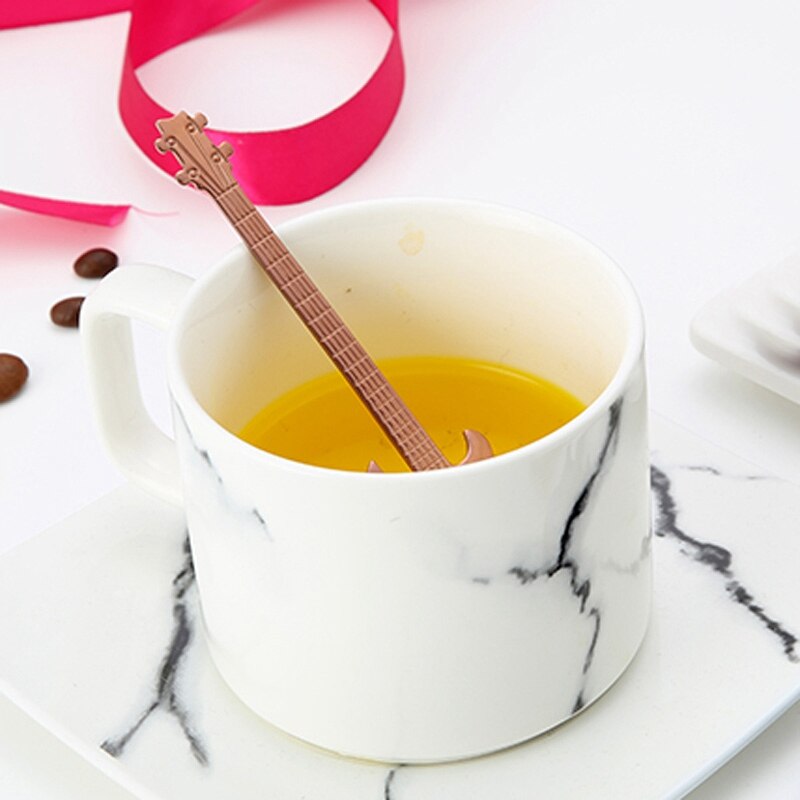 1PC Kitchen Stainless Steel Guitar Coffee Spoon Dessert Cutlerys Teaspoon Colorful Tea Spoon Coffee Accessorie