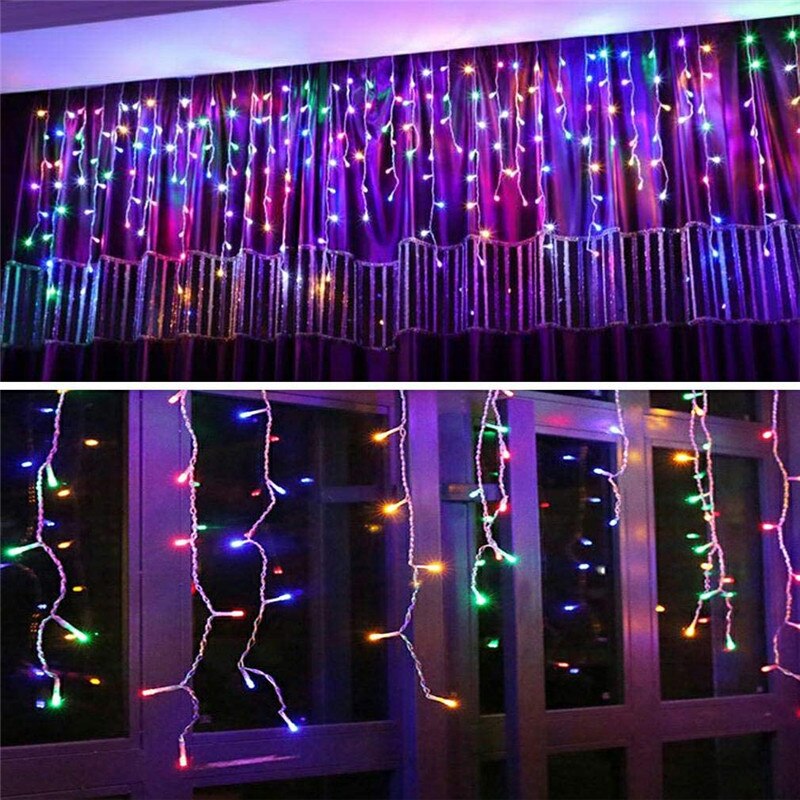 5M Outdoor Kerst Licht Gordijn Ijspegel String Light Droop 0.4-0.6M Garland Gordijn Lamp Decoratie Voor thuis Venster: multicolor / 220V EU Plug