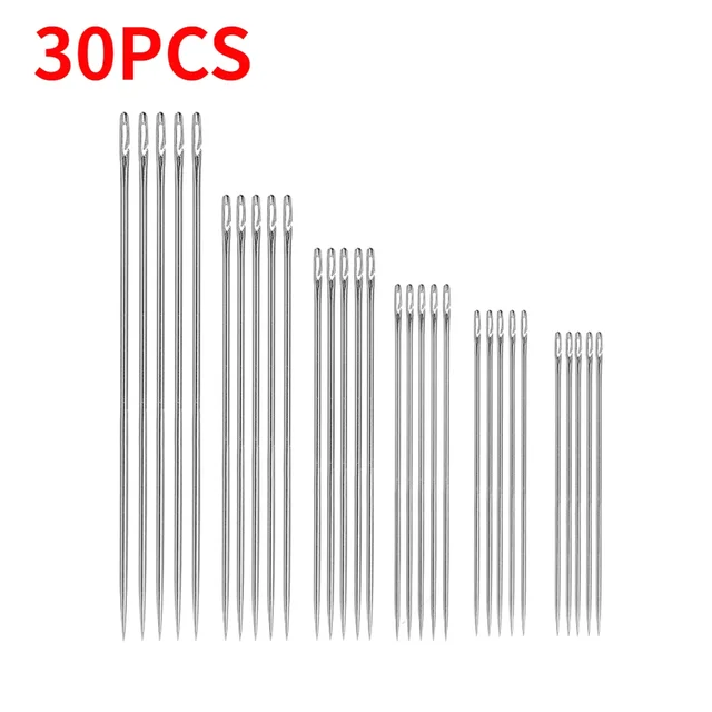 30 sztuk ślepa igła robić szycia osoby w podeszłym wieku ze stali nierdzewnej szybka automatyczna igła samonawlekająca szpilki robić szycia DIY dziurkacz nawlekacz igły: Beżowy