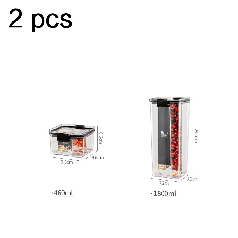Set food storage container plastic kitchen refrigerator noodle box multi-grain storage transparent sealed storage containers: 2 PCS