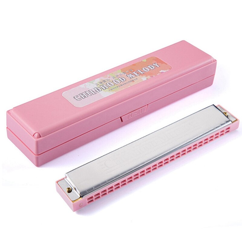 Harmonica 24 Holes Key Kleurrijke Harmonica Mond Piano Orgel Muziek Muziekinstrument Diatonische Harp (Roze)