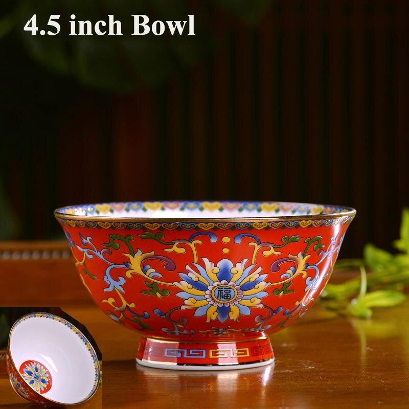 4.5/5/6/8 Inch Vintage Chinese Traditie Keramische Servies Soep Rijstkom Jingdezhen Bone China Ramen Bowls Salade mixing Bowls: C (1PC 4.5inch Bowl)