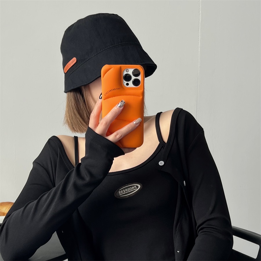 Funda The Bread para iPhone 15 14 13 12 Pro Max Plus, chaqueta acolchada, funda para teléfono a prueba de golpes, funda naranja