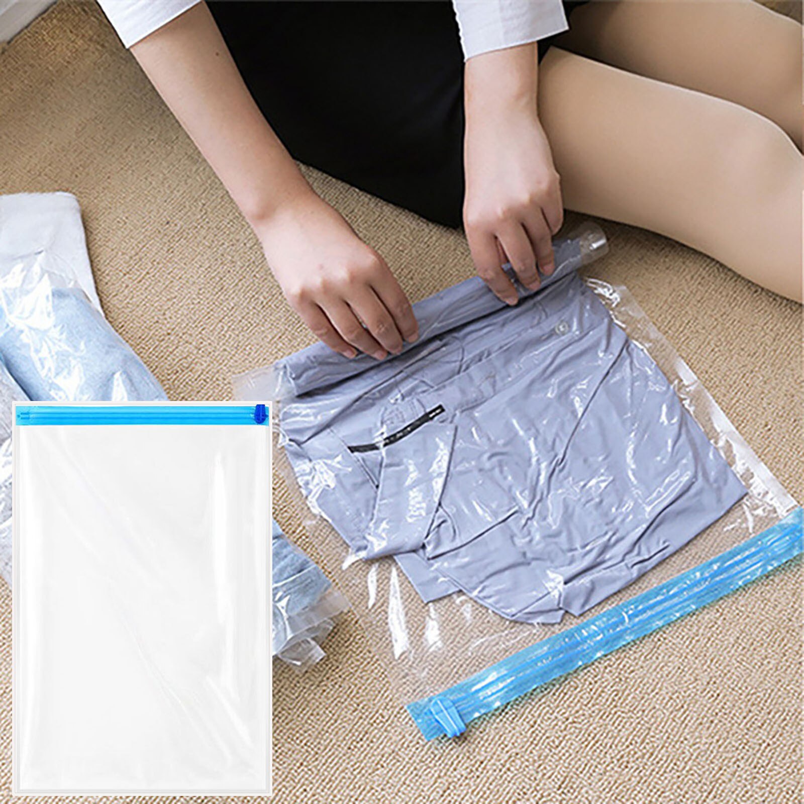 Travel Space Saver Bags Reusable Vacuum Travel Storage Bag Roll-Up Compression Travel Compression Bags Storage Bags