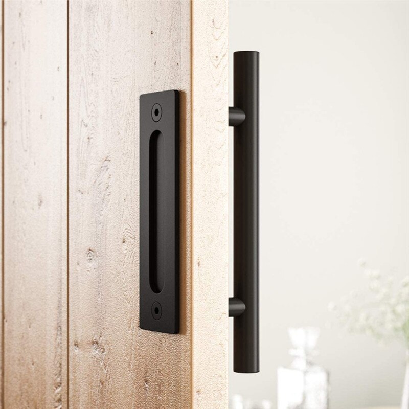 12" Carbon Steel Sliding Barn Door Pull Handle Wood Door Handle Black Door Handles For Interior Doors Handle