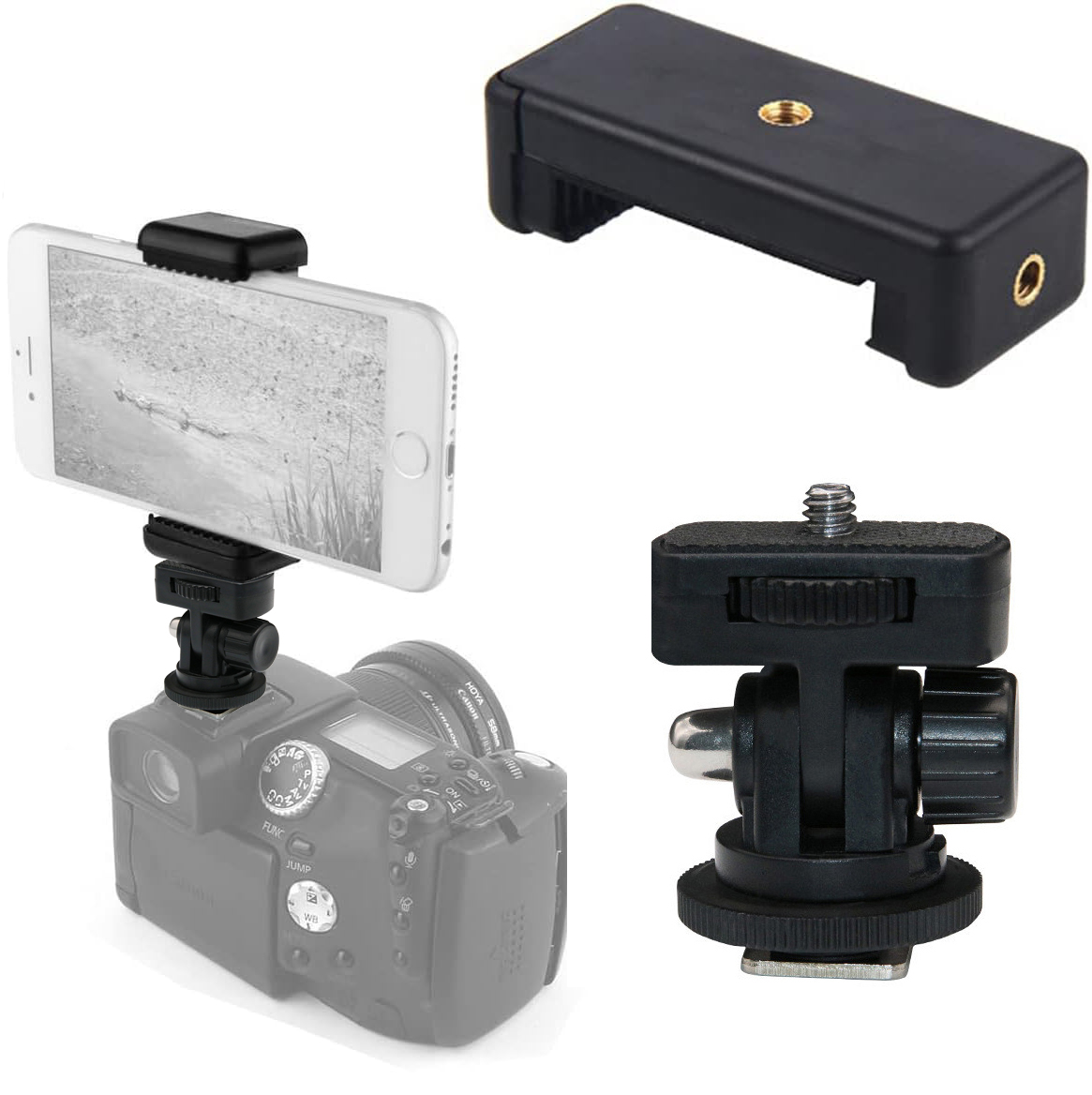 Uchwyt na gorącą stopkę aparatu Uchwyt na telefon Monitor Elastyczny adapter do statywu W Uchwyt na gorącą stopkę do iPhone Samsung Canon Nikon Sony DSLR Camera