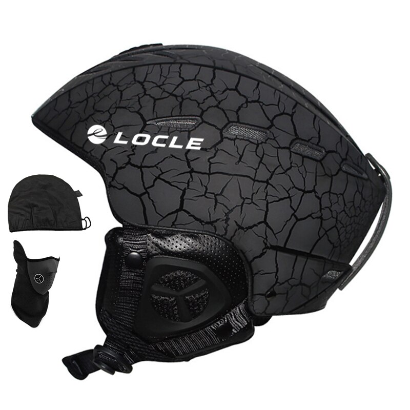 Locle Outdoor Sport Mannen Vrouwen Skiën Helm 6 Kleuren Ski Helm Ce-certificering Sneeuw Ski Snowboard Skateboard Helm 55-61Cm: Black Crack / M (55-57cm)