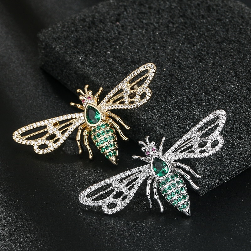 WEIMANJINGDIAN Cubic Zirconia CZ Crystal Insect Bee Brooch Pins for Women