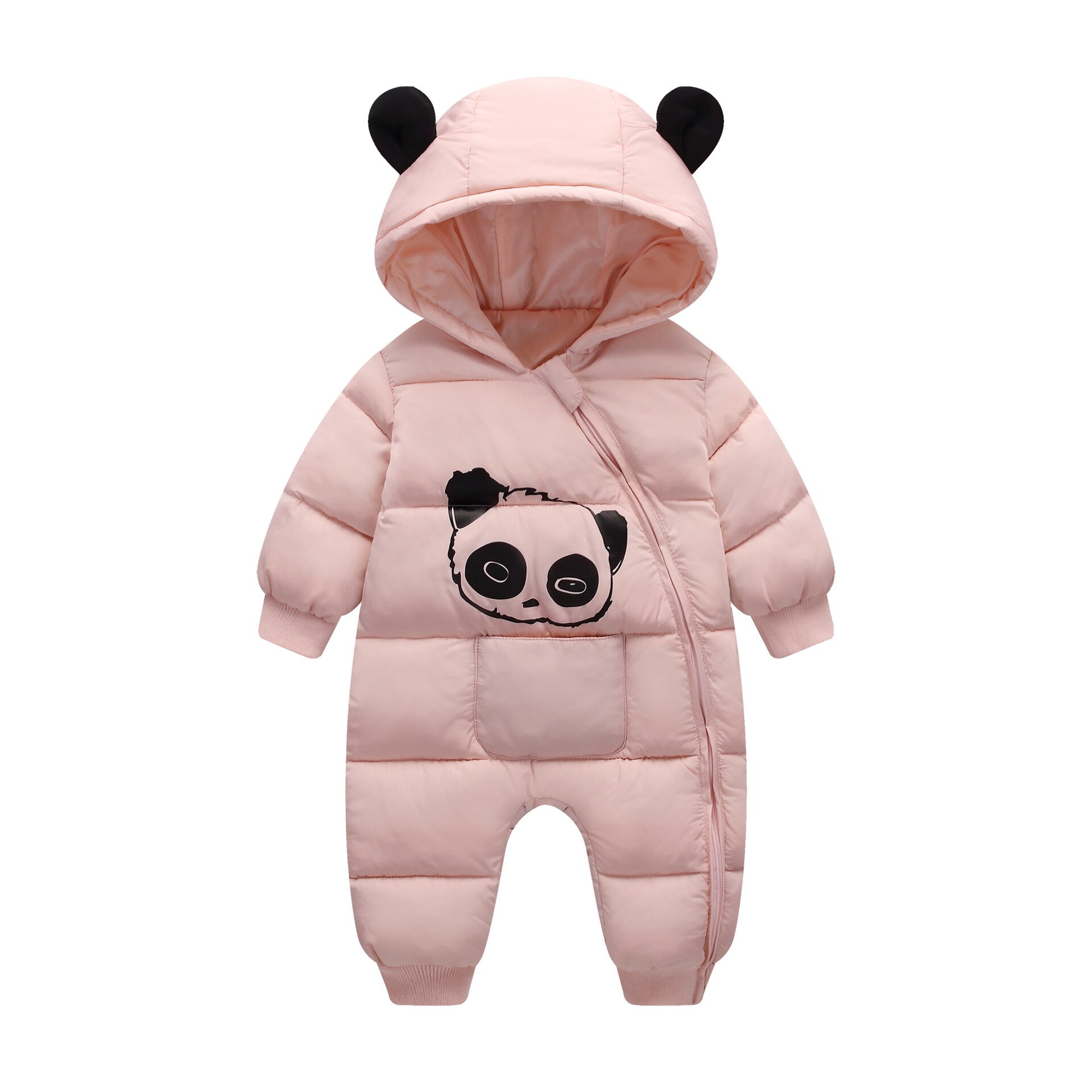 Baumwolle kleidung herbst/winter infant mädchen cartoon panda mäntel kinder baby jungen verdicken erwärmung jacke overalls: pink / 12m