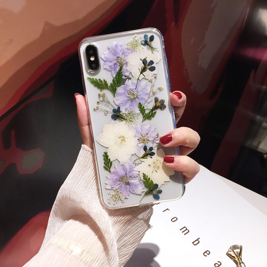 Qianliyao Reale Secchi Fiori Cassa Del Telefono Per Samsung Galaxy A10 A20 A30 A30S A40 A50 A70 A51 A71 Custodia Morbida trasparente Della Copertura Floreale