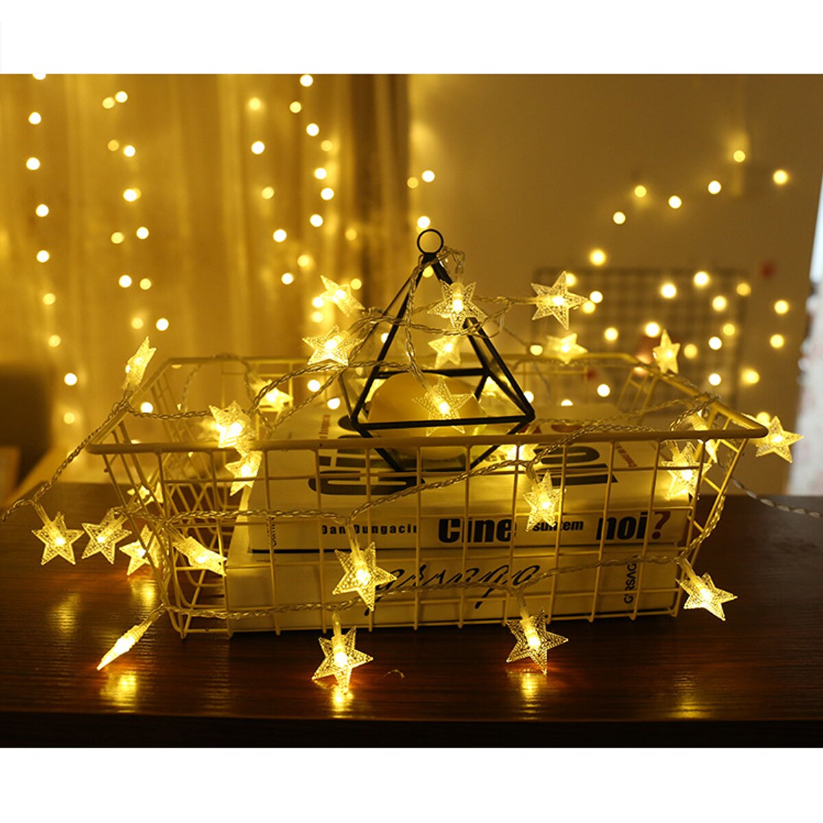 1.35M-1.8M Baby Tents Teepee Triangle Tent Kids Playhouse Cotton Canvas Pretend Play Tent Decoration Game House Boy Girls: only string light