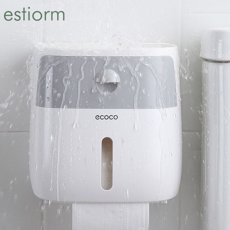 Wall Mounted Toilet Paper Holder,Waterproof Tissue Box,Bathroom Paper Towel Holder with Storage Box - Toilet Paper Dispenser