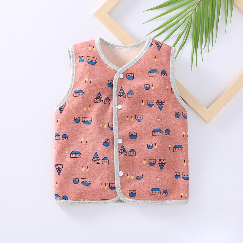 Cartoon Lente Herfst Baby Vest Winter Gewatteerde Verdikking Baby Vest Vest Meisje Jongen Baby Vest Zacht Comfortabel Ademend