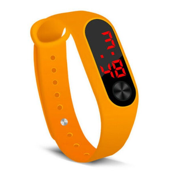 Silicone LED Display Waterproof Watch Digital Wristwatch Kids Students LXH: Orange