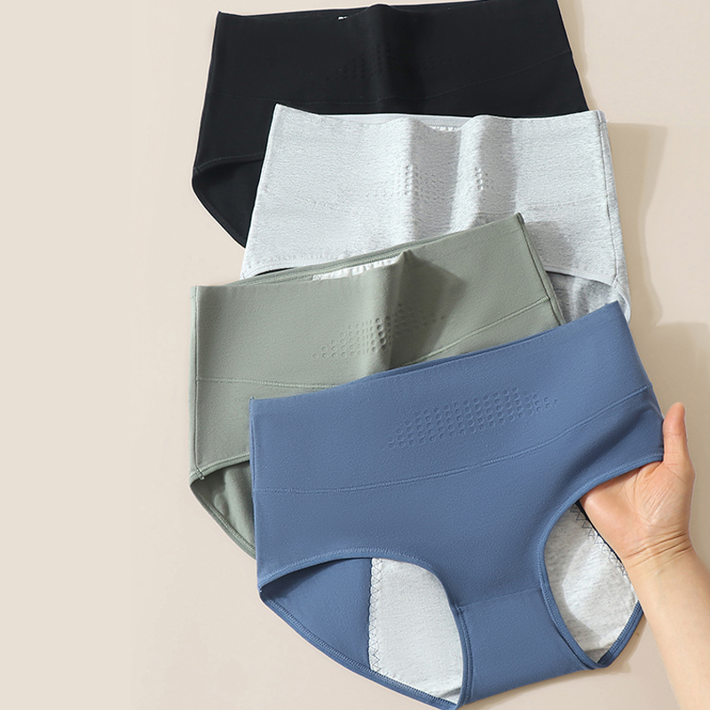 Bragas menstruales de cintura alta para mujer, pantalones de período ancho, ropa interior fisiológica a prueba de fugas, calzoncillos femeninos de algodón de talla grande L-4XL