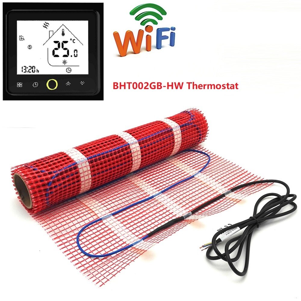 50cmX1m Warm Floor Heating Mat 220V 150w/m2 Room Heater with WiFi Thermostat: with BHT002GB-HW