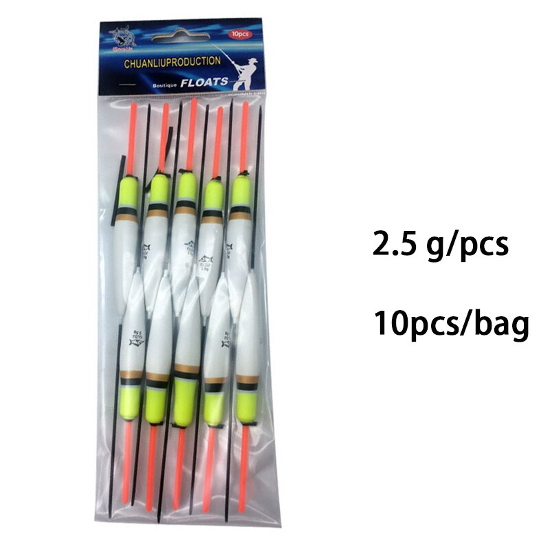 Topline Visgerei 10 Stks/partij Visdobbers Alle Waggler Boei Bobbers Vis Barguzinsky Fir Praalwagens Tackle Karper Pesca Boya Acesorios: 2.5G WHITE