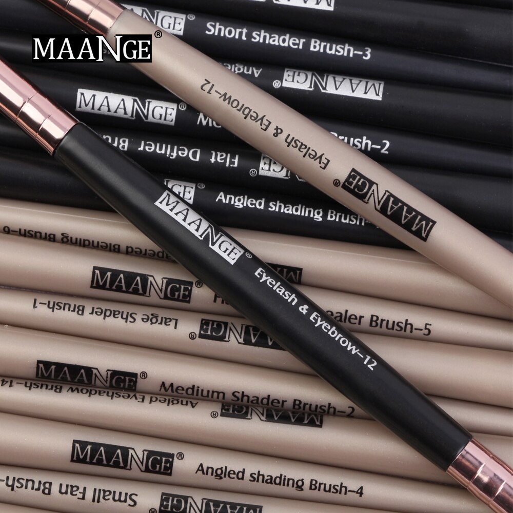 MAANGE – pinceaux de maquillage professionnels, brosses en éventail pour mélange de fards à paupières, sourcils, ensemble de beauté, 5/15 pièces,