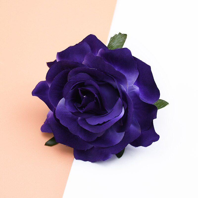 10 stk kunstige blomster til hjemmet bryllup dekoration julekrans brud broche diy håndlavet æske silke roser blomstervæg: Farve 8