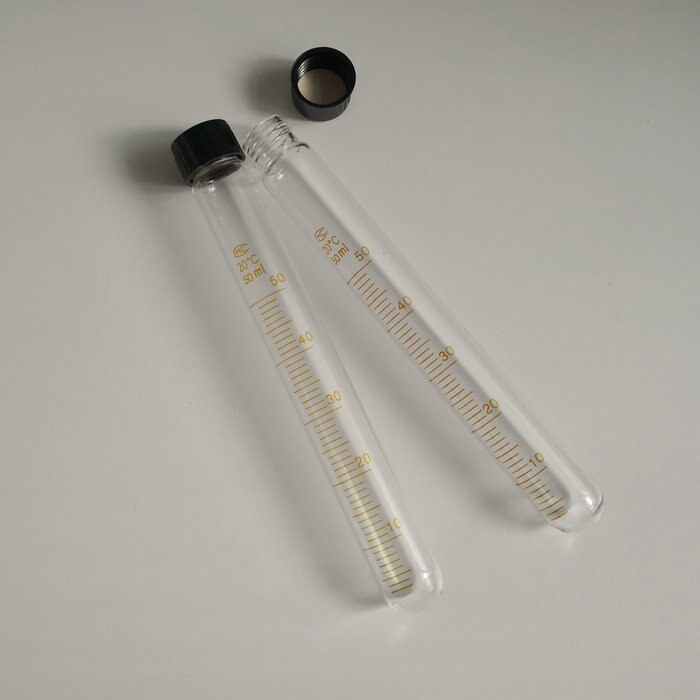 10pcs 50ml Graduation Glass Test Tube Round Bottom Graduated Centrifuge Tube With Silicon Rubber Liners Autoclavable