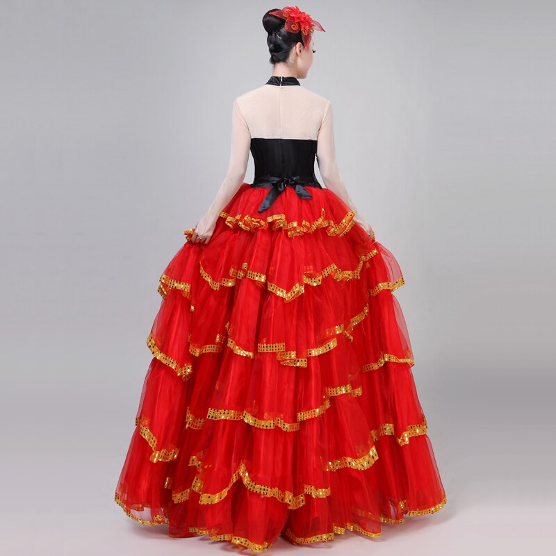 Opening Dance Big Pendulum Dress Spanish Flamenco Show Performance Dance Full-skirt Adult Female Dance Chorus National Suit H620