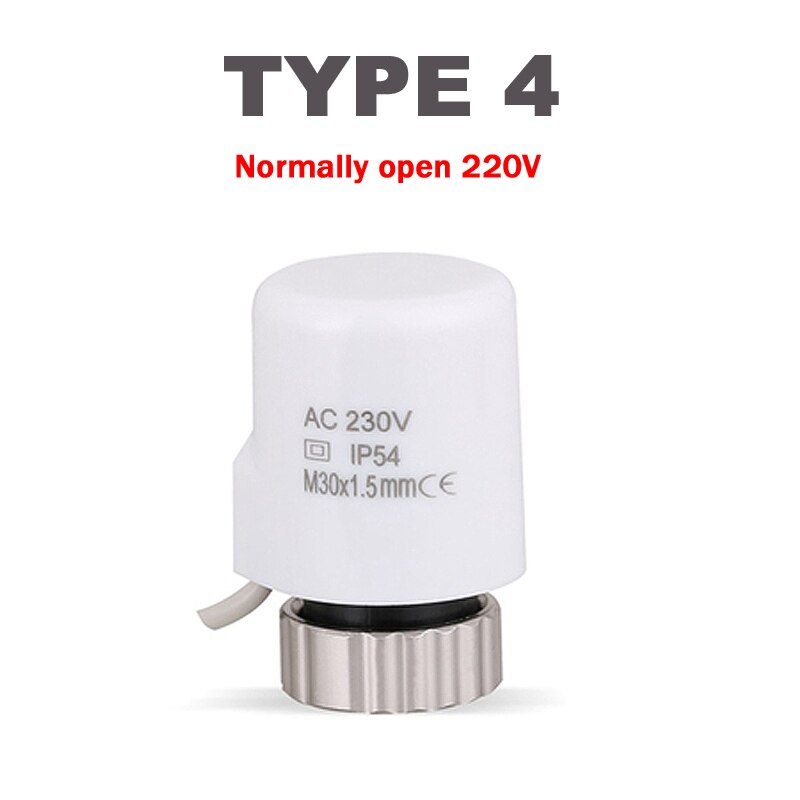 Normalt lukket 220v elektrisk termisk aktuator normalt åben ventil hoved vandudskiller til termostat manifold ventiler no/nc: Type 4