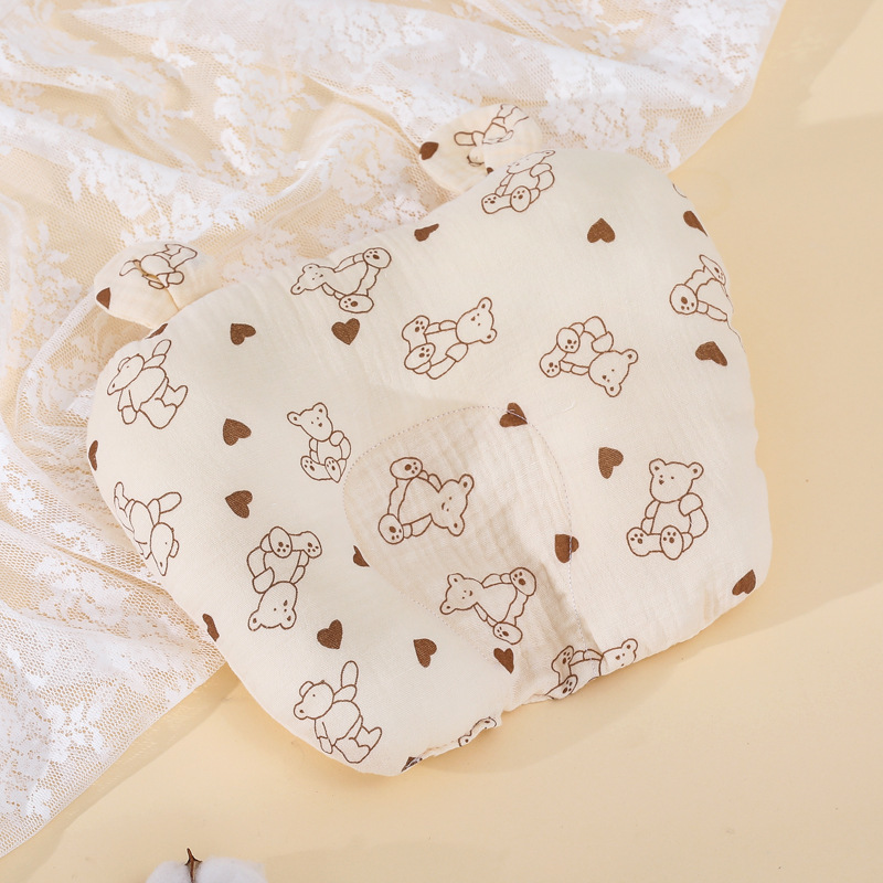 Soft and comfortable bear ear pillow, multifunctional cotton pillow, soft and washable baby pillow for home and outdoor use: Pink