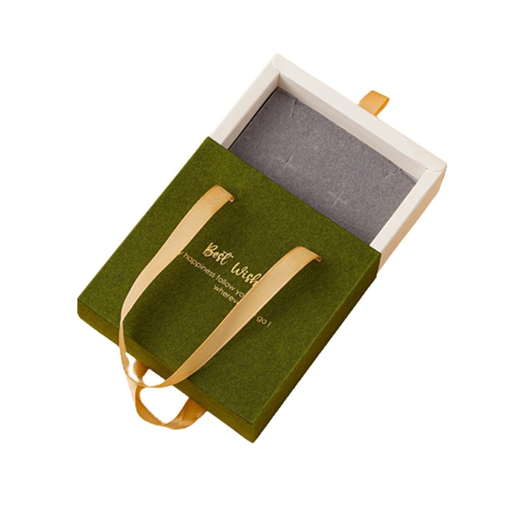 Best Wishes Jewelry Box Paper with Handle for Wedding or Travel Portable Ring Earrings Necklace Packageing Organizer Case