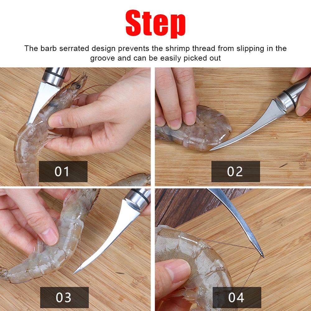 1pcs Stainless Steel Peeling Shrimp Lobster Knifes Shrimp Line Practical Seafood Tools Portable Kitchen Supplies