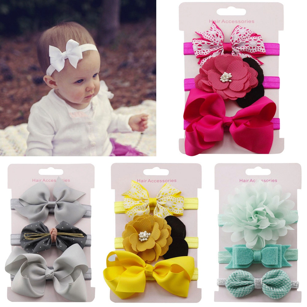2020 3 pz Dei Bambini Floreale Della fascia Delle Ragazze Del bambino Accessori Anello Elastico Della fascia impostato Nuovo Arrivo Dropshipping # Jan