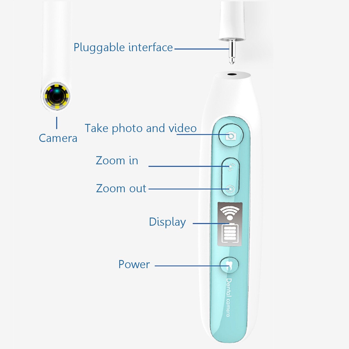 Wifi Draadloze Tandheelkundige Camera Hd Intraoral Endoscoop Met 8 Led Verlichting Inspectie Voor Tandarts Oral Real-Time Video Tandheelkundige gereedschap