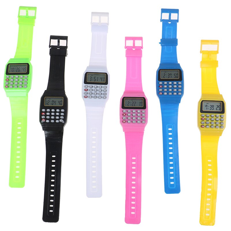 LED Calculator Watch Electronic Digital Chronograph Computer Kids Children Boys Girls Sport Rubber Wrist Watches