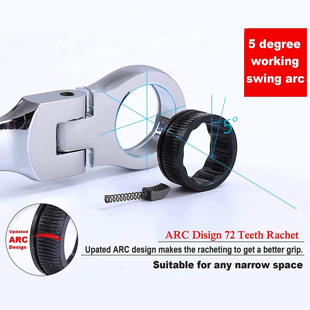 WOZOBUY Ratchet Metric Wrench Set with Movable Head, Socket Wrench and Gear Ring Torque Key Wrench Set Car Repair Tool