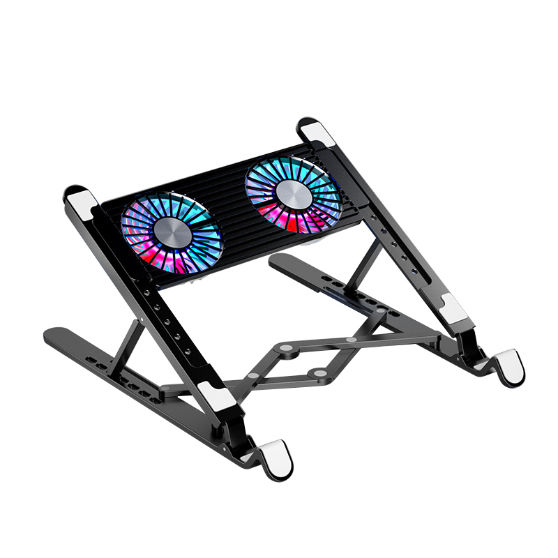 Laptop-Lüfter mit 2/4 Lüftern, leiser Spielen-Laptop-Kühler, RGB, 7 Höer, tragbarer Laptop-Halfter für 11–17,3 Zoll Laptops: Rosa