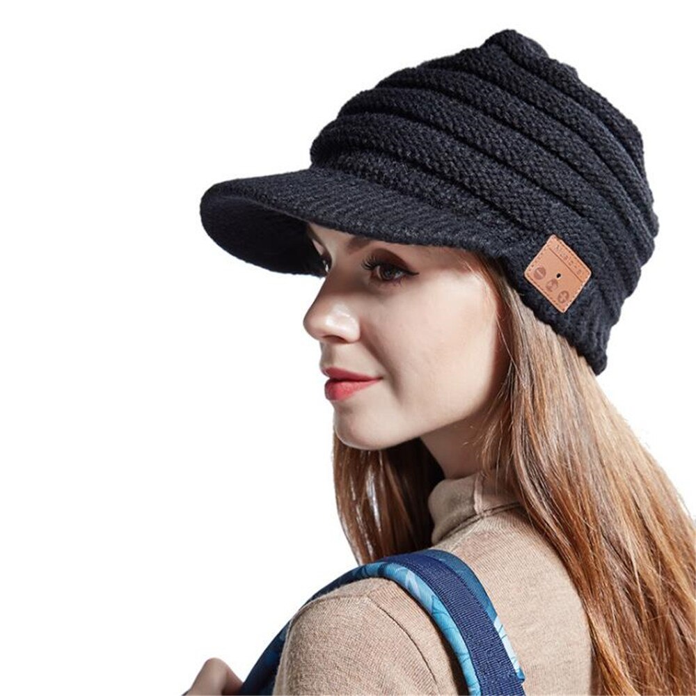 Bluetooth Beanie Hat Headphones with Mic - Winter Warm Wireless Music Earphones for Outdoor Sports Cycling Travel: Black