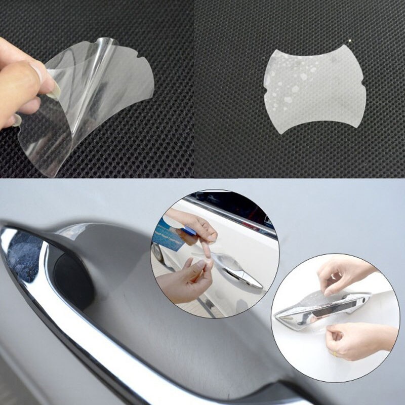 4/8Pcs Car Door Handle Protective Film Universal Transparent Car Door Handle Sticker Scratches Resistant Protection Film M8617