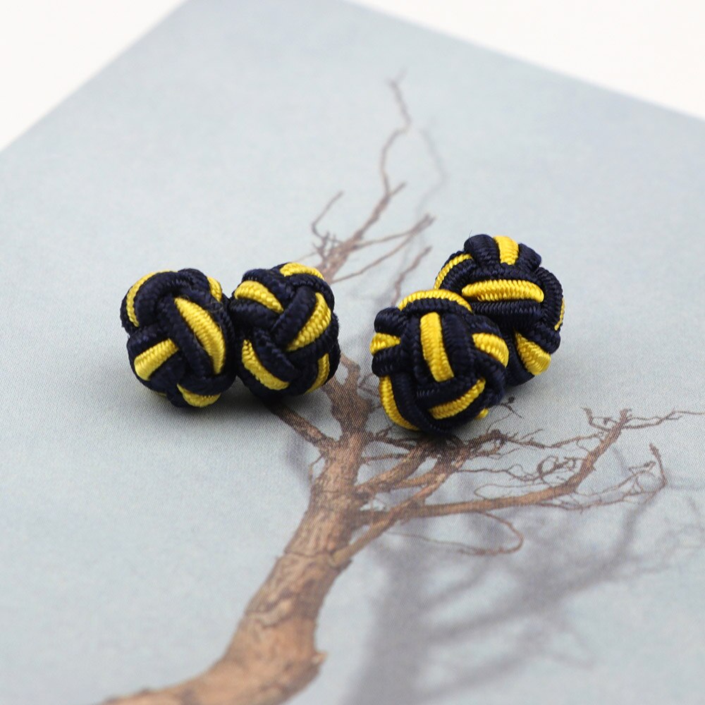 Novità nodi di Seta CufflinksMixed Tre Colori FAI DA TE Intrecciato Handmade Elastico Corda Doppia Sfera Gemelli Per Gli Uomini Regalo NO.1-20: 8